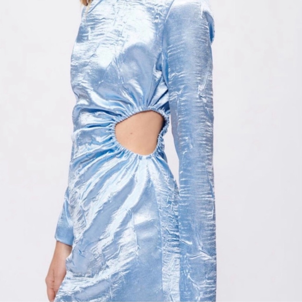 Maje Elegant Blue Satin Dress size 8 - Picture 2 of 4